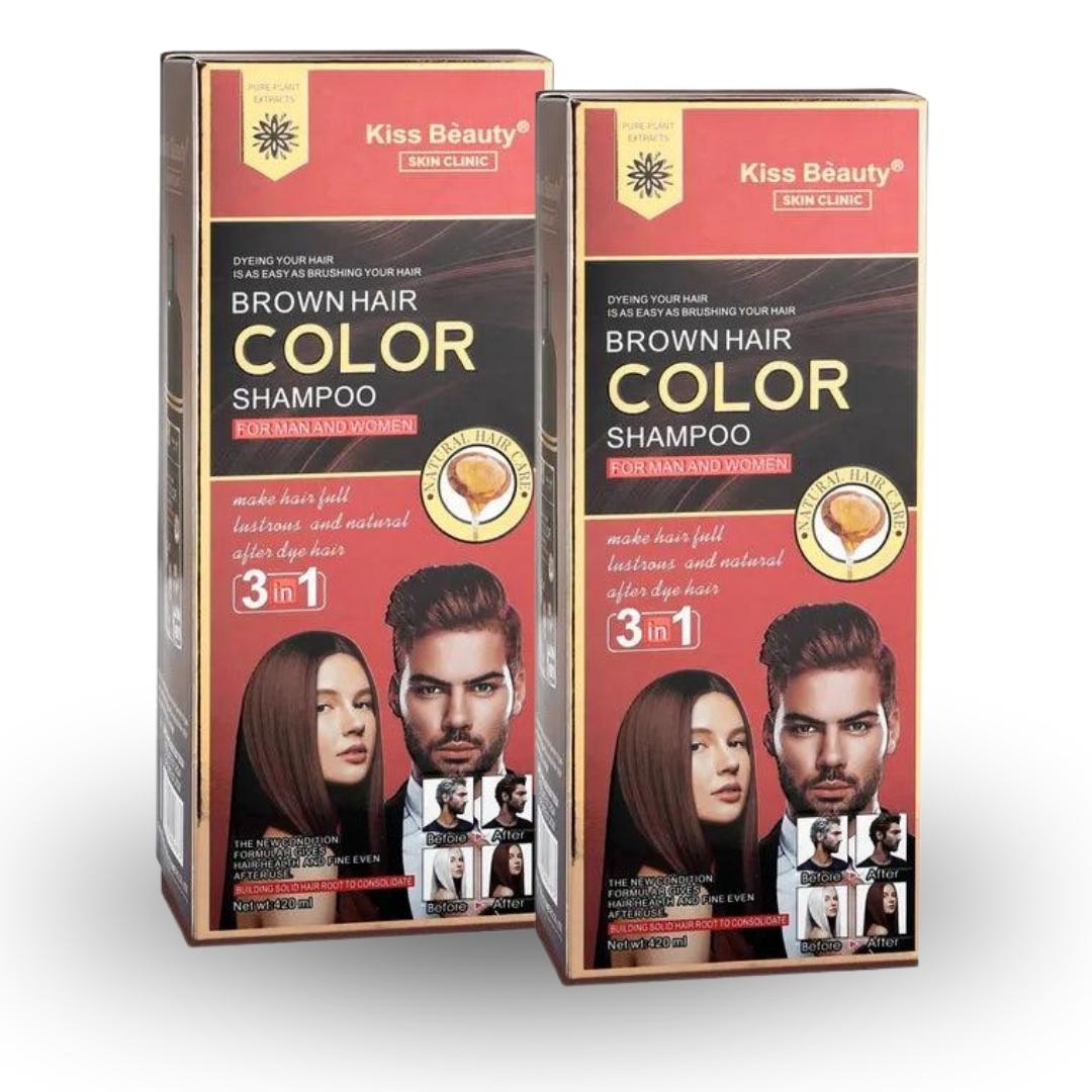Champú Tinte Colorante Negro Marrón o Castaño Claro para Aplicación Uniforme y T - Pack Marrón