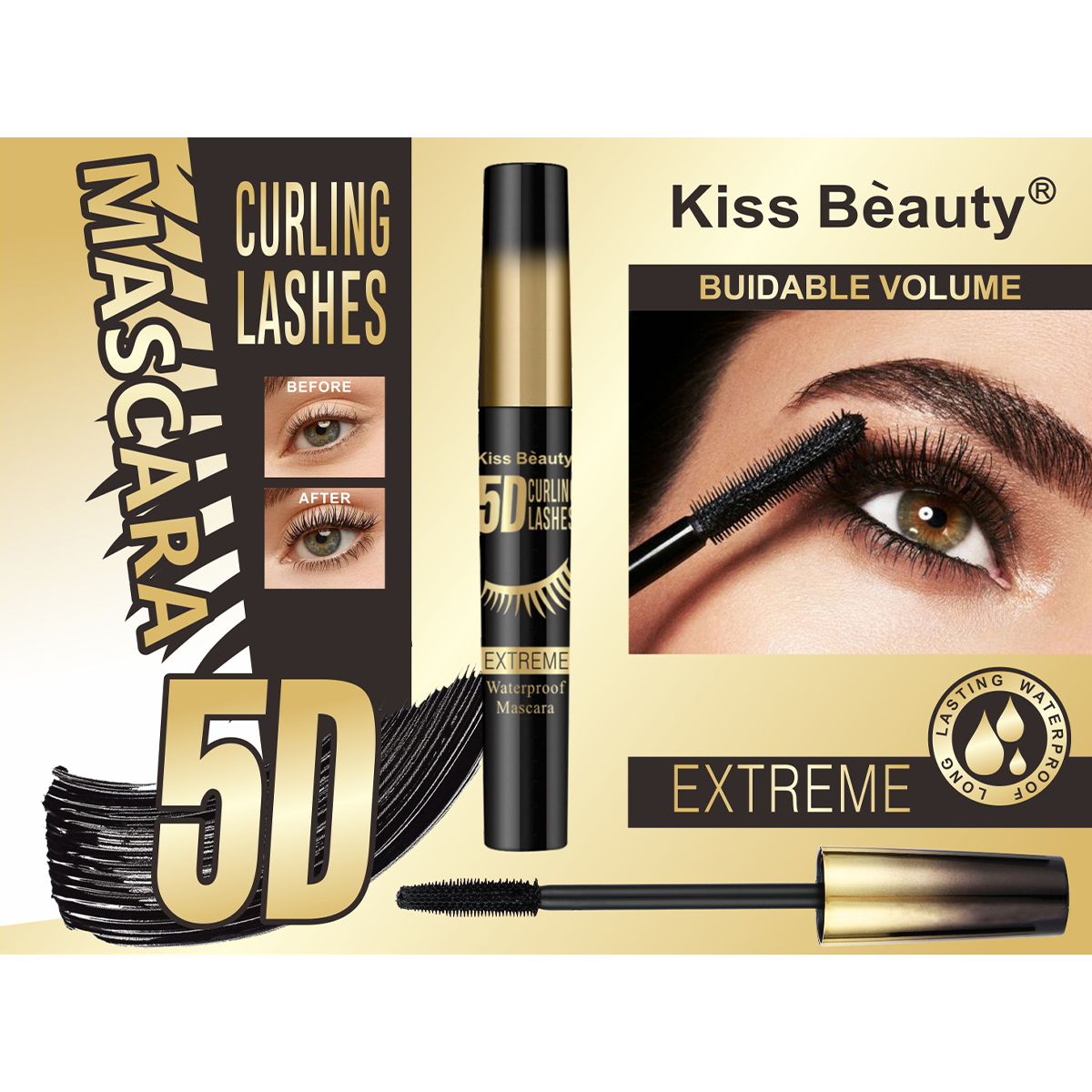 5D Máscara de Pestaña Impermeable Larga Duración Máxima Curvatura
