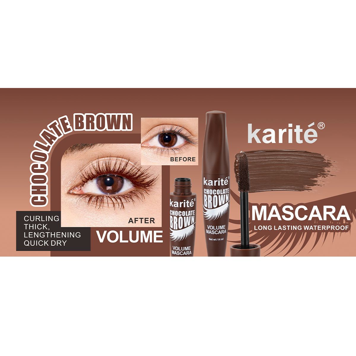 Máscara Volumen con Rizador Grueso e Impermeable, Secado Rápido.