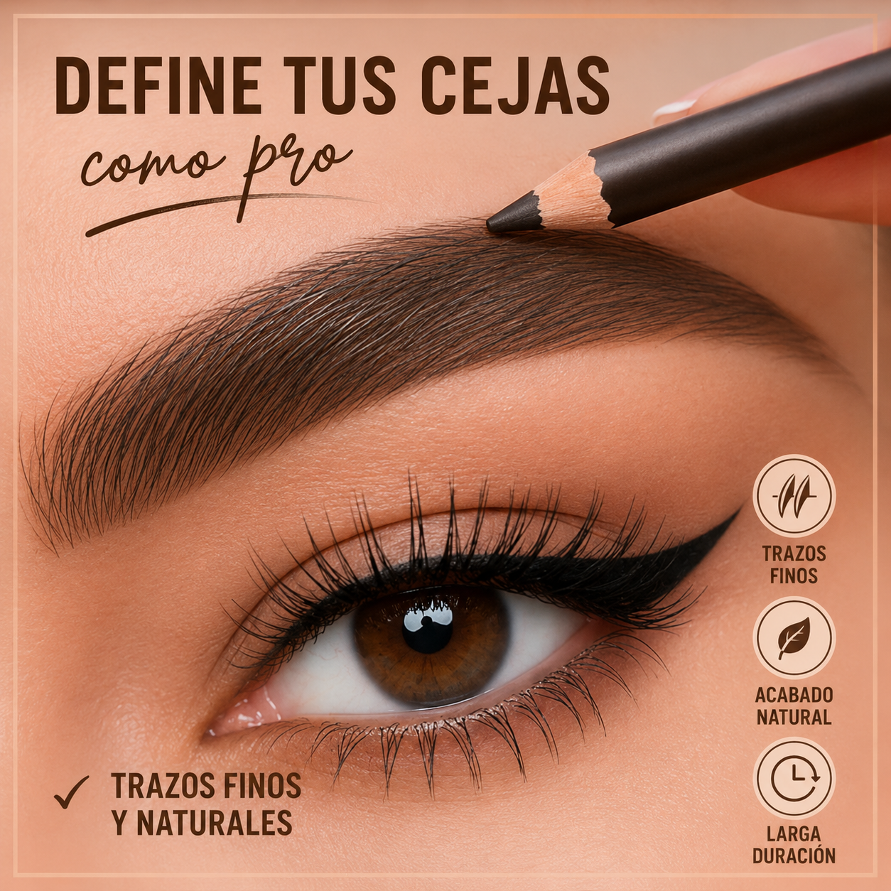 Lápiz para Cejas Delicado y Suave, No Reseca, Larga Duración, Impermeable, 6 Tonos, Waterproof con Sacapuntas Incluida.