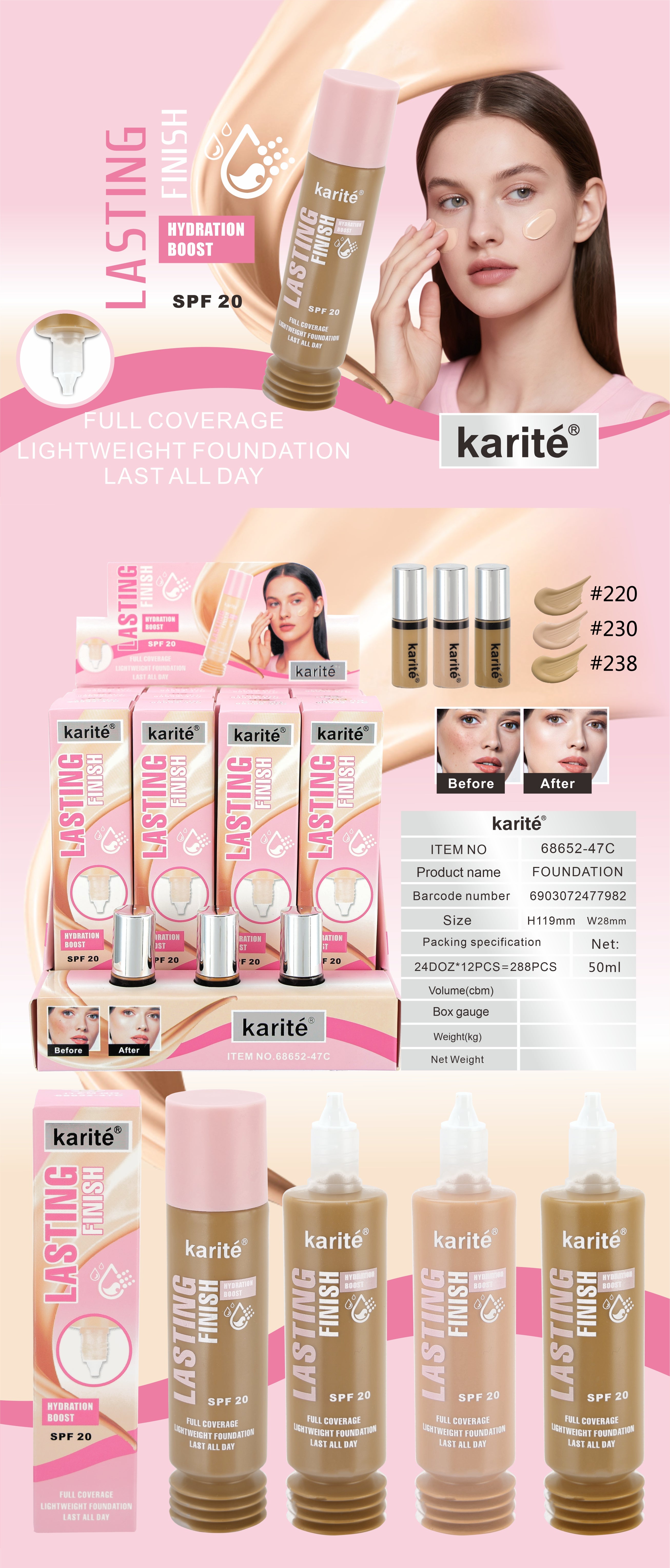 Base de Maquillaje Ligera, Natural y Transpirable en 3 Colores, Brillo Natural, No obstruye Poros.