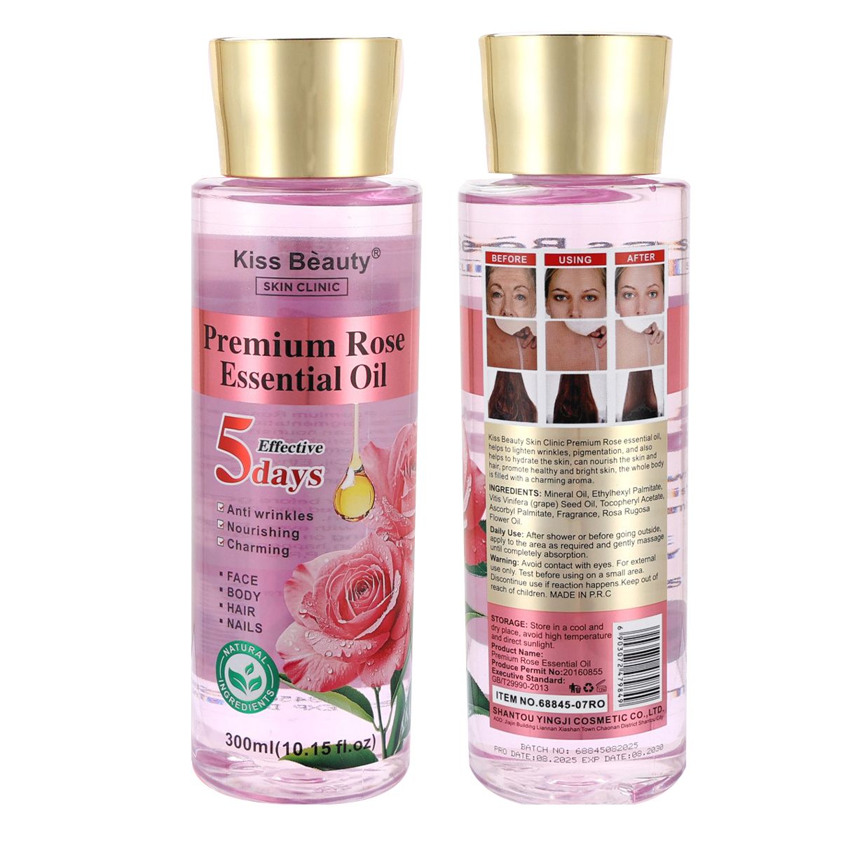 Aceite Esencial Rosa, Colágeno de Baba de Caracol o Almendra. Cuerpo, Rostro, Uña y Pelo.