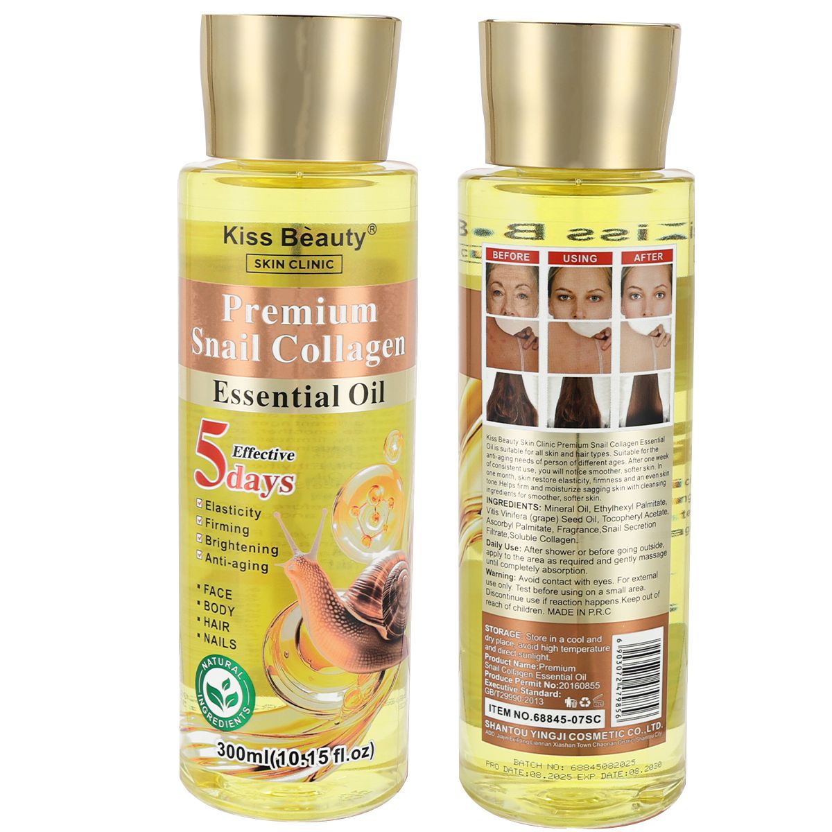 Aceite Esencial Rosa, Colágeno de Baba de Caracol o Almendra. Cuerpo, Rostro, Uña y Pelo.