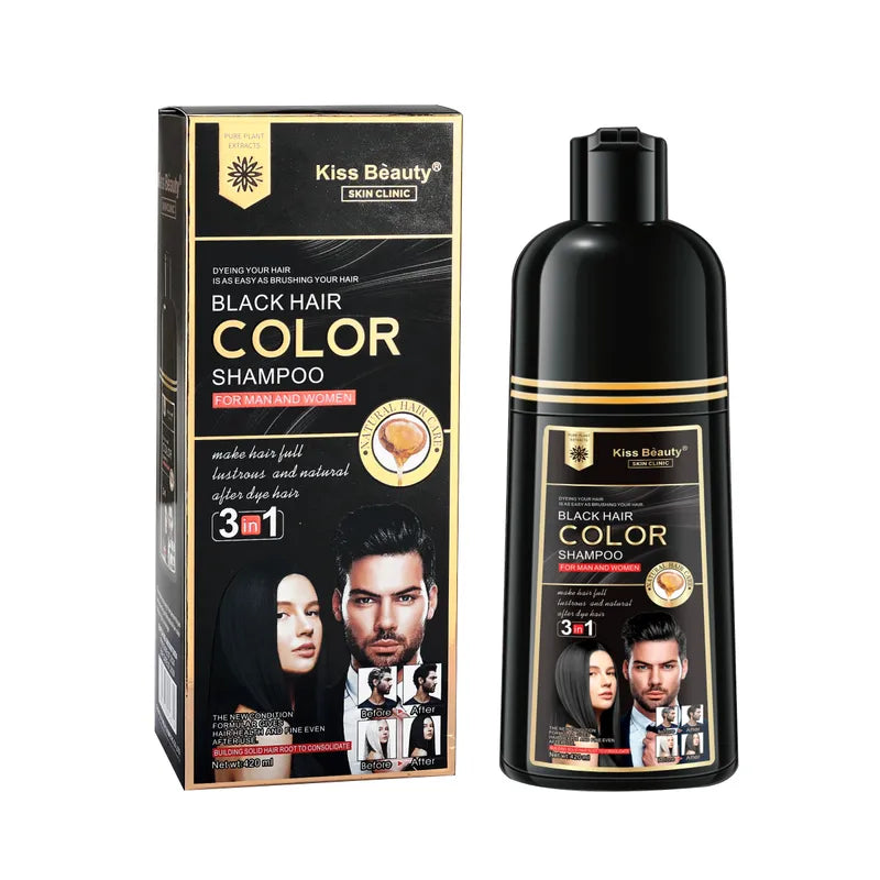 Champú Tinte Colorante Negro o Marrón o Rubio o Castaño Claro. Sin Amoniaco.