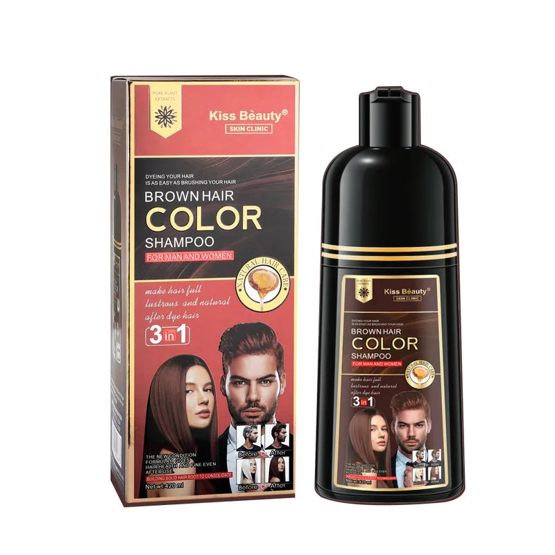 Champú Tinte Colorante Negro o Marrón o Rubio o Castaño Claro. Sin Amoniaco.