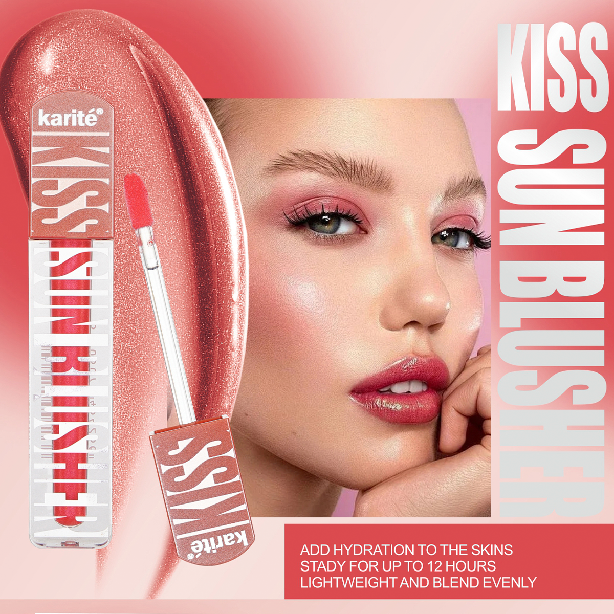 Colorete/ Lip Gloss 2 in 1 Brillante Impermeable Hidratante Larga Duración