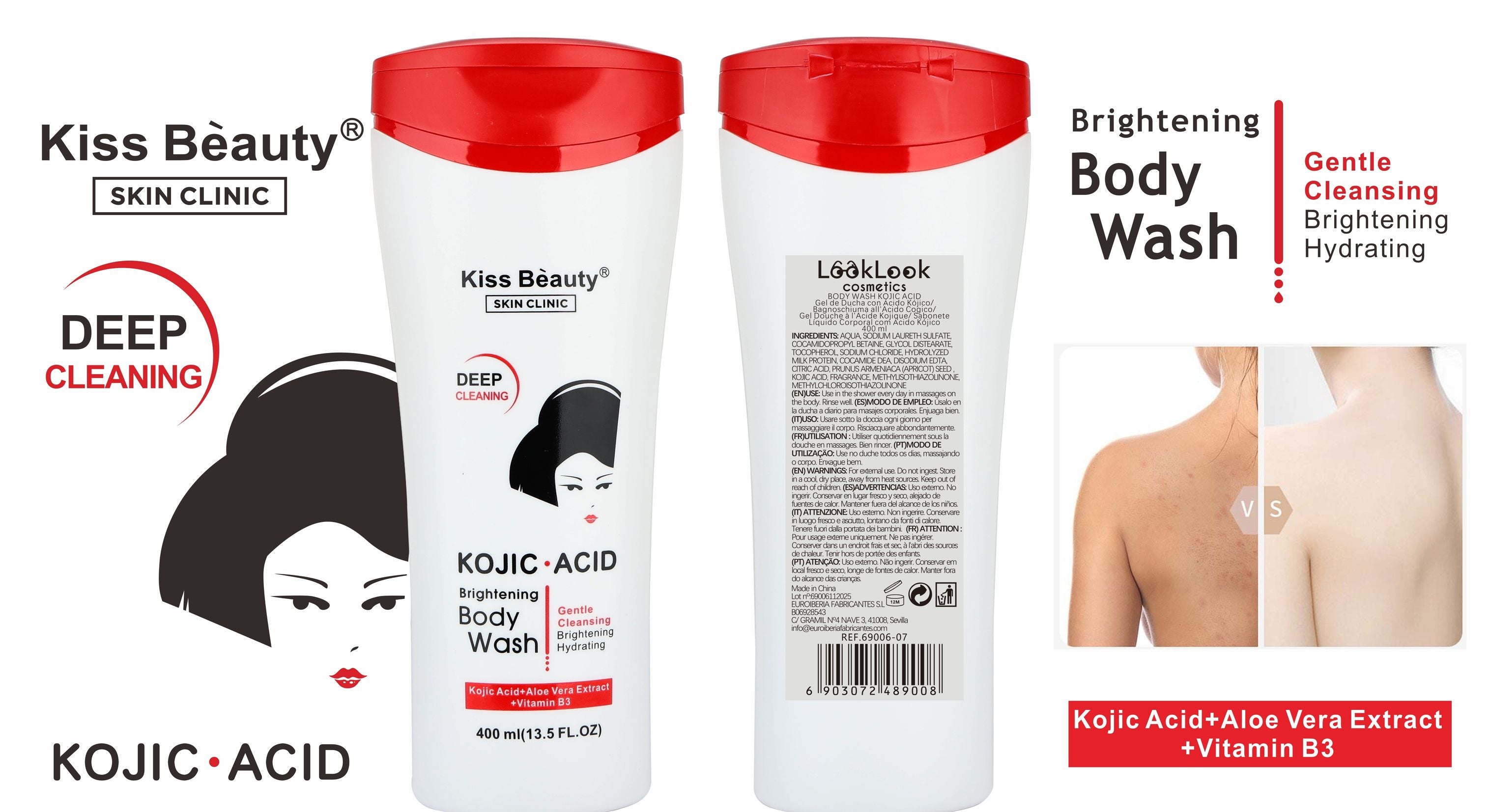 Gel de Ducha con Ácido Kójico , Hidratante e Iluminador.
