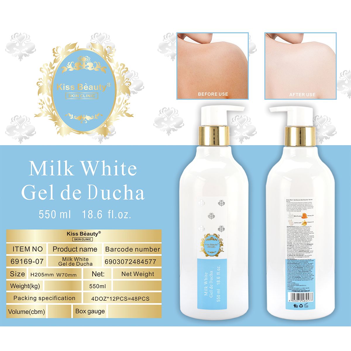 Gel de Ducha. Serie Milk White