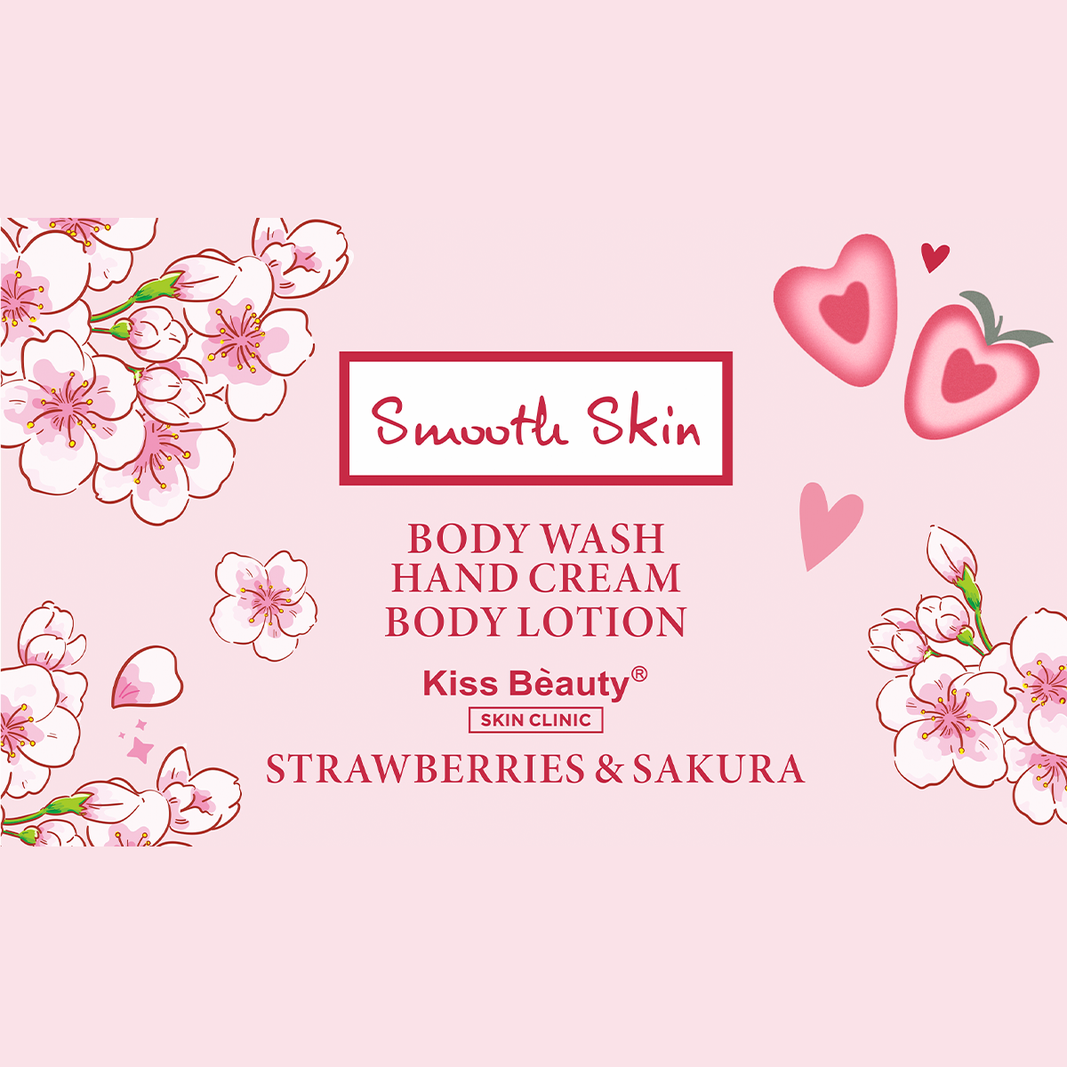 Gel de Ducha, Loción Corporal y Crema de Manos ( Fresa y Sakura)