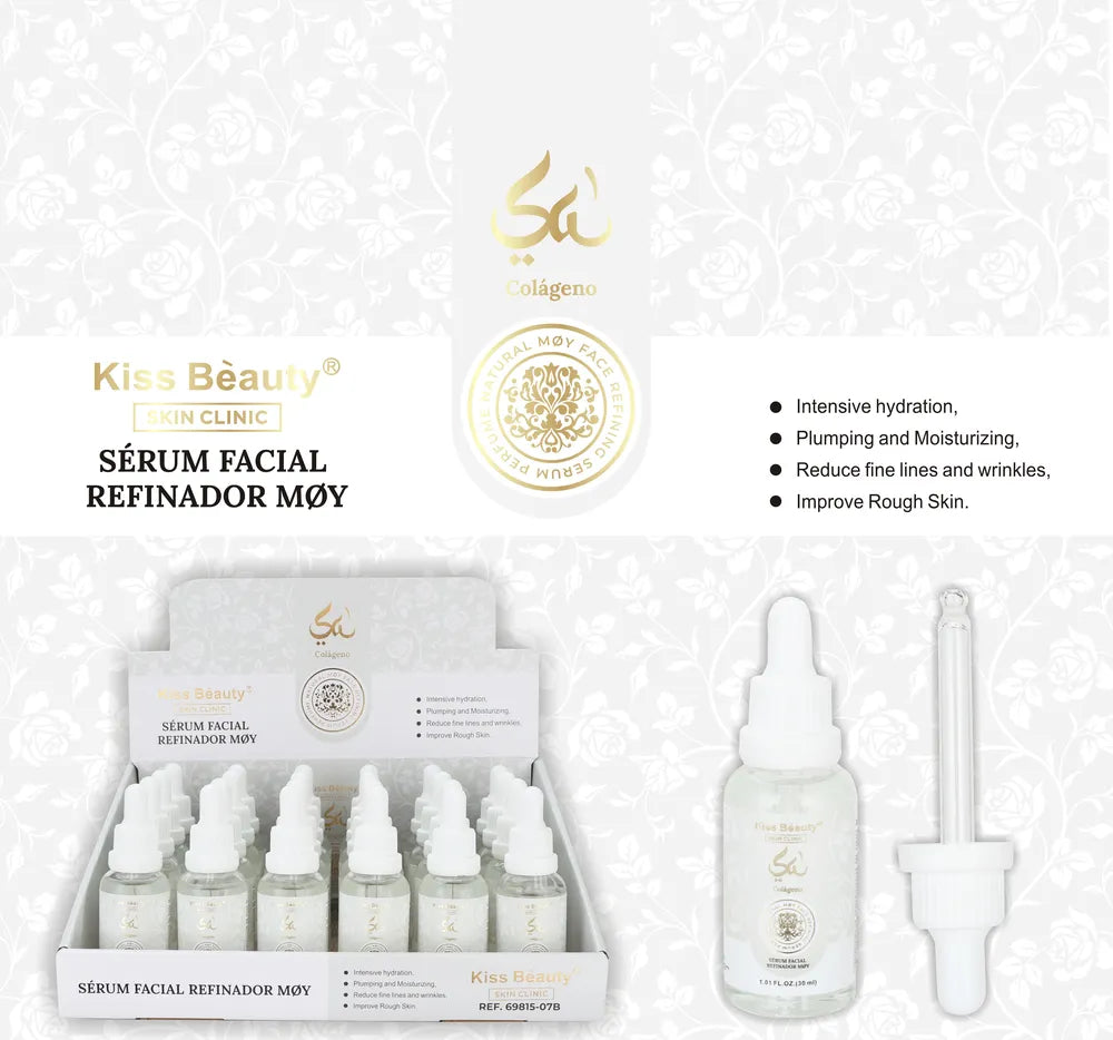 Esencia Árabe Sérum Facial Refinador con Colágeno. Ambientado en Perfume Yaa Moy.