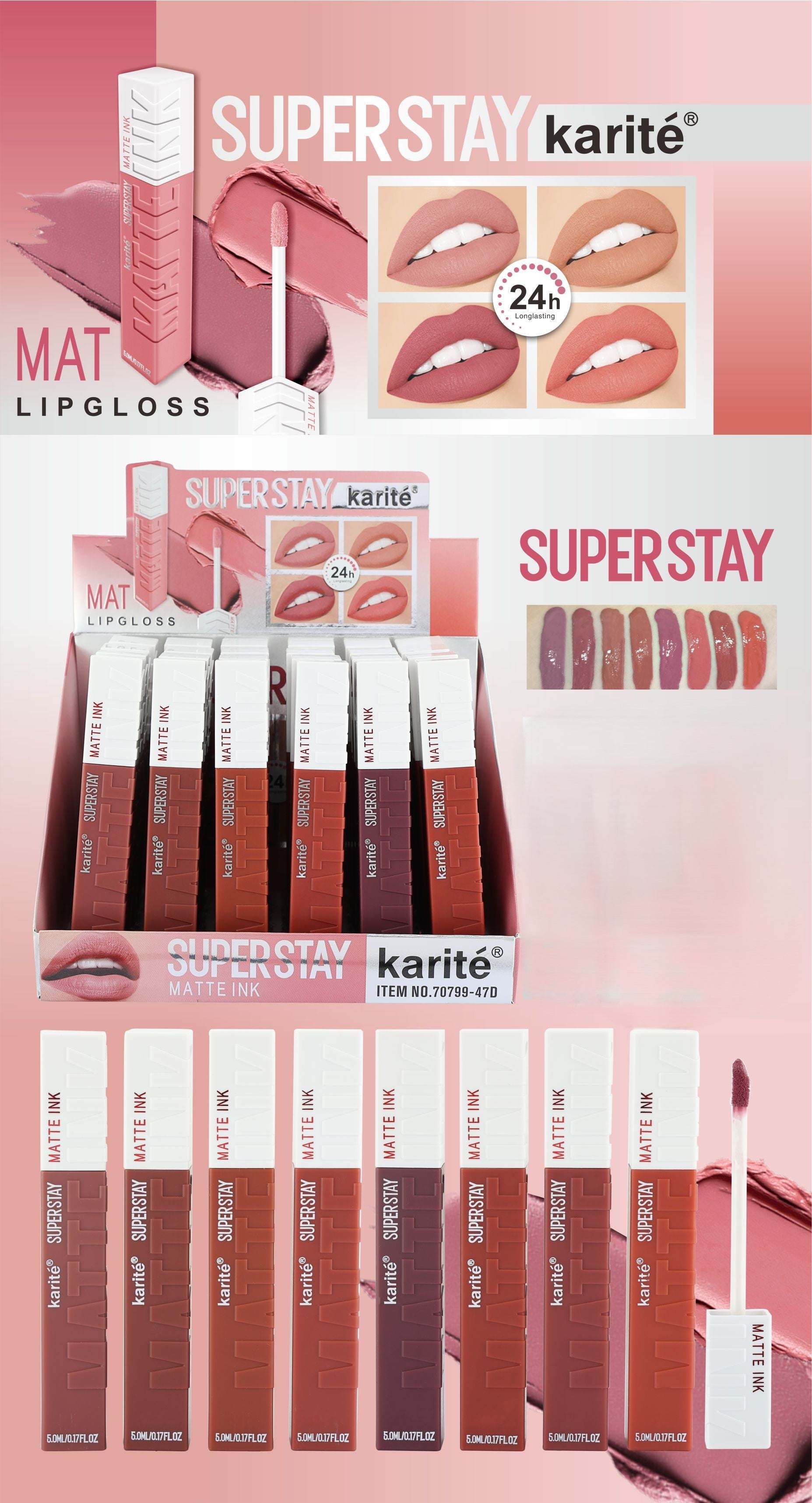Lip Gloss Efecto Mate Larga Duración No Mancha No Pegajoso