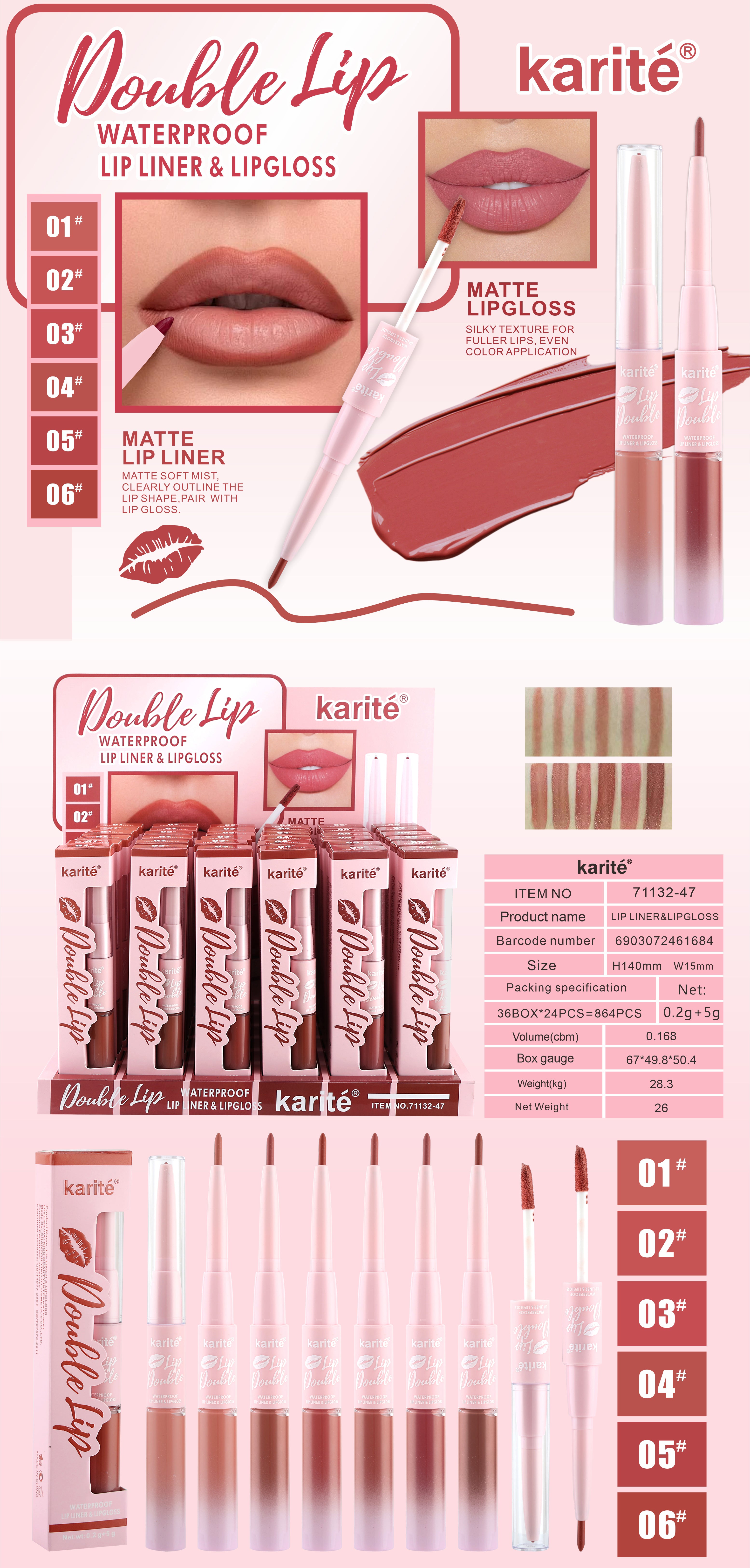 Perfilador Labial & Brillo Labial Impermeable 2 In 1