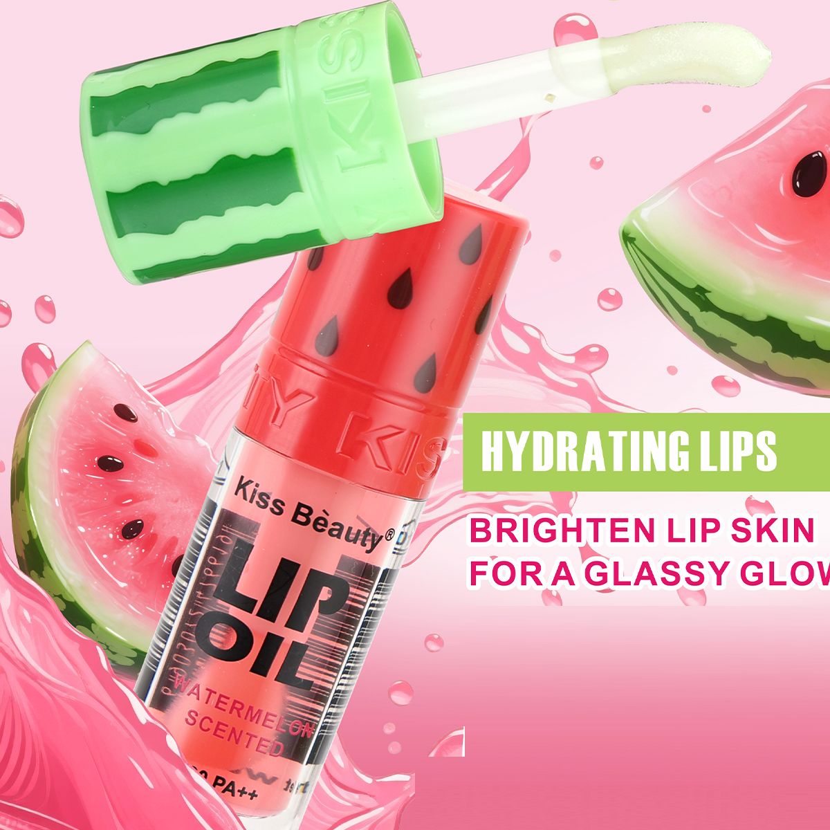 Aceite Labial Hidratante Aroma Sandía – Brillo Intenso, Efecto Volumen, SPF 30 PA++, 6 ml