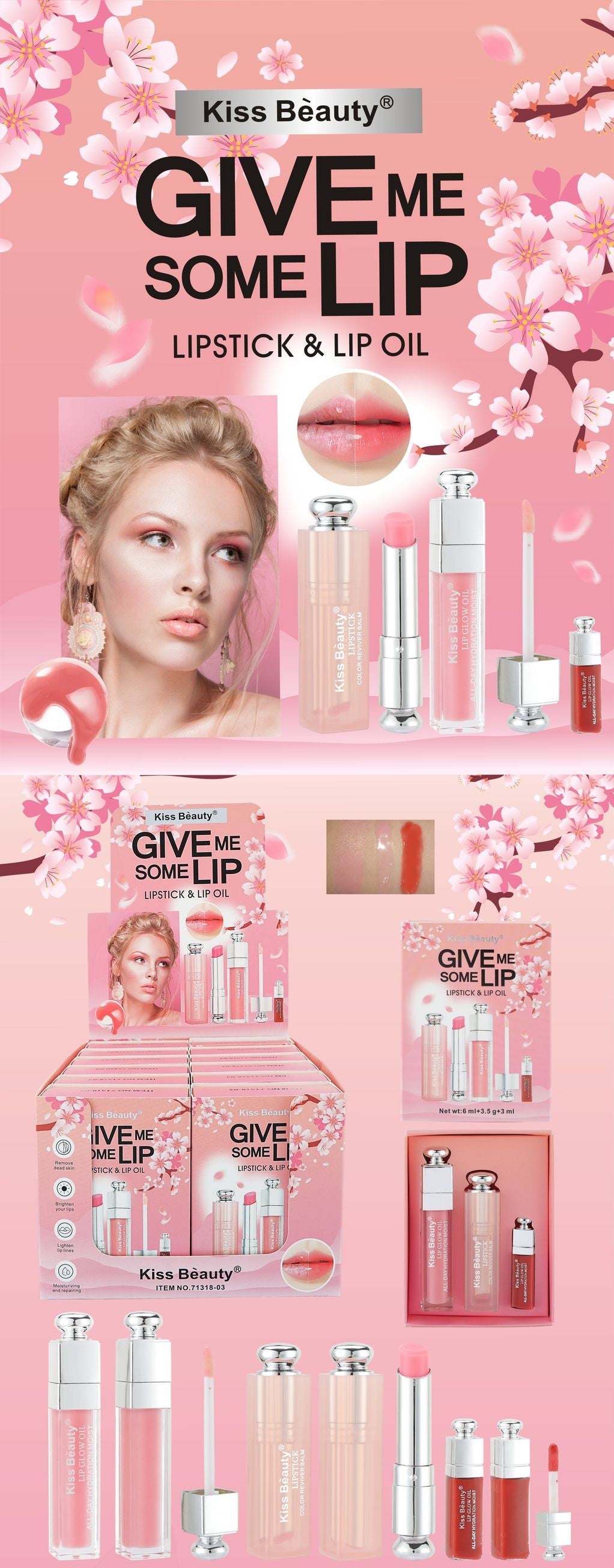 Pack Lip Gloss & Barra Labial & Aceite Labial