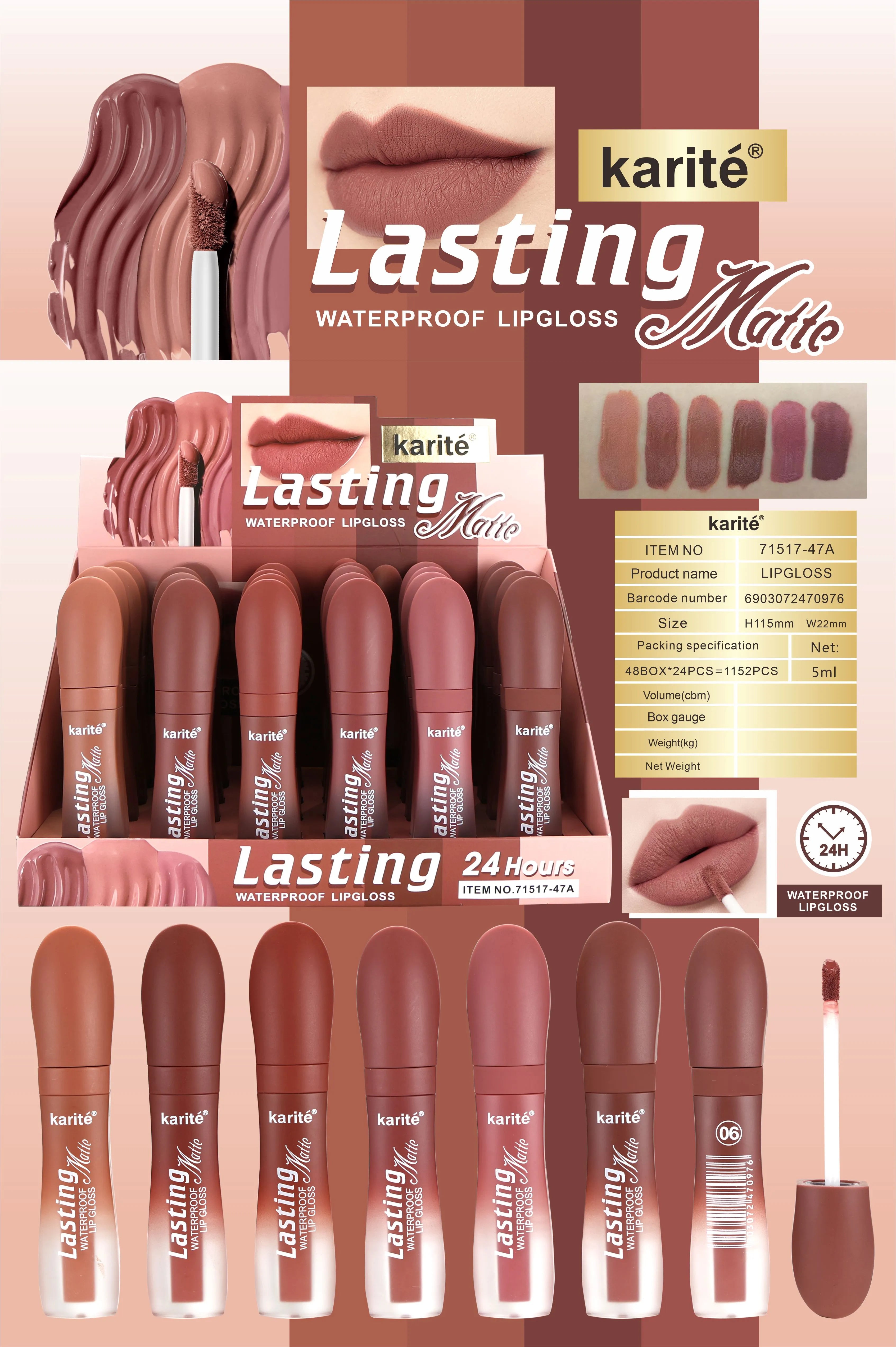 Lip Gloss Extra Confortable, No Mancha. 24 Horas de Duración.