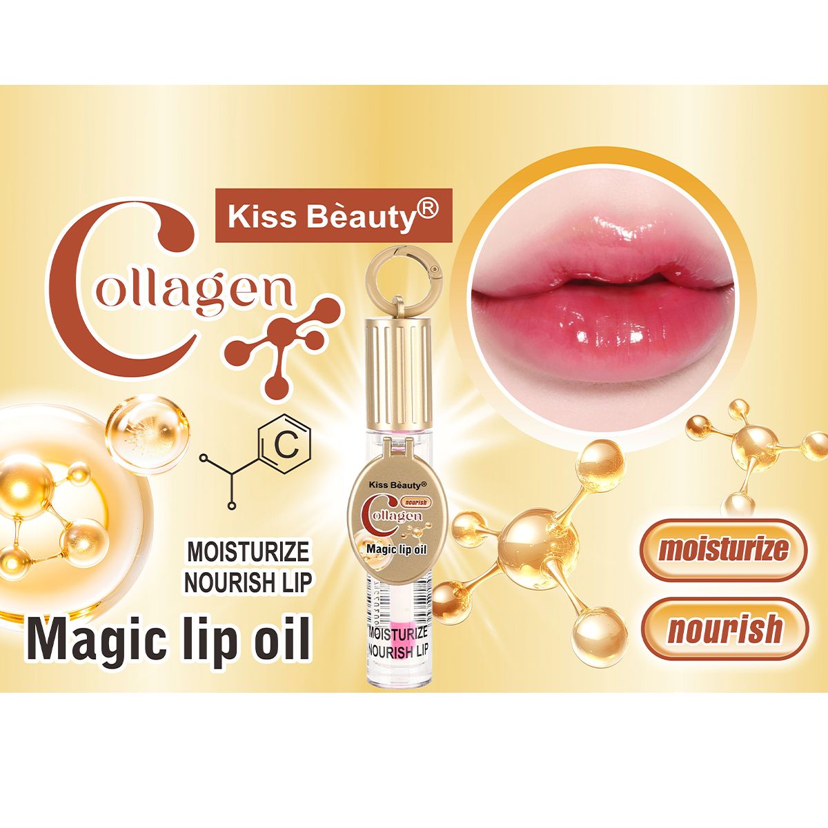 Aceite Labial, Lip Oil Hidratante Nutritivo con Vitamina E, Colágeno o Ácido Hialurónico.
