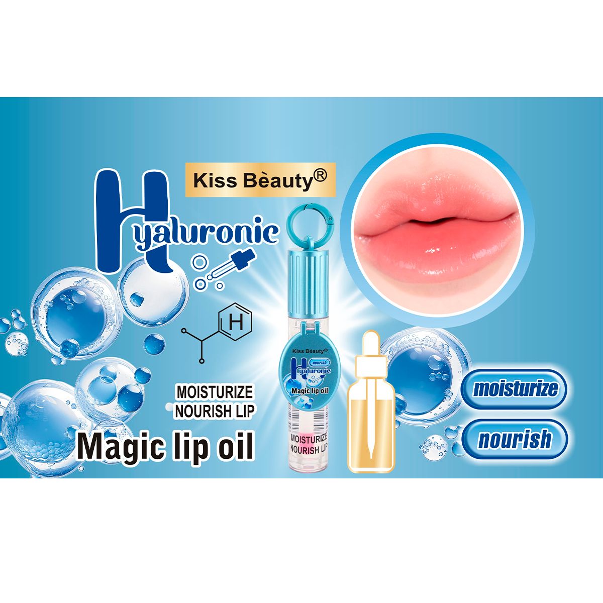 Aceite Labial, Lip Oil Hidratante Nutritivo con Vitamina E, Colágeno o Ácido Hialurónico.