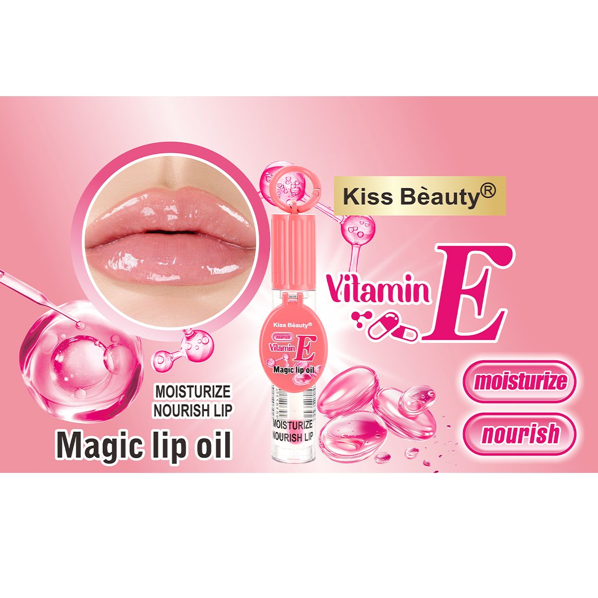 Aceite Labial, Lip Oil Hidratante Nutritivo con Vitamina E, Colágeno o Ácido Hialurónico.
