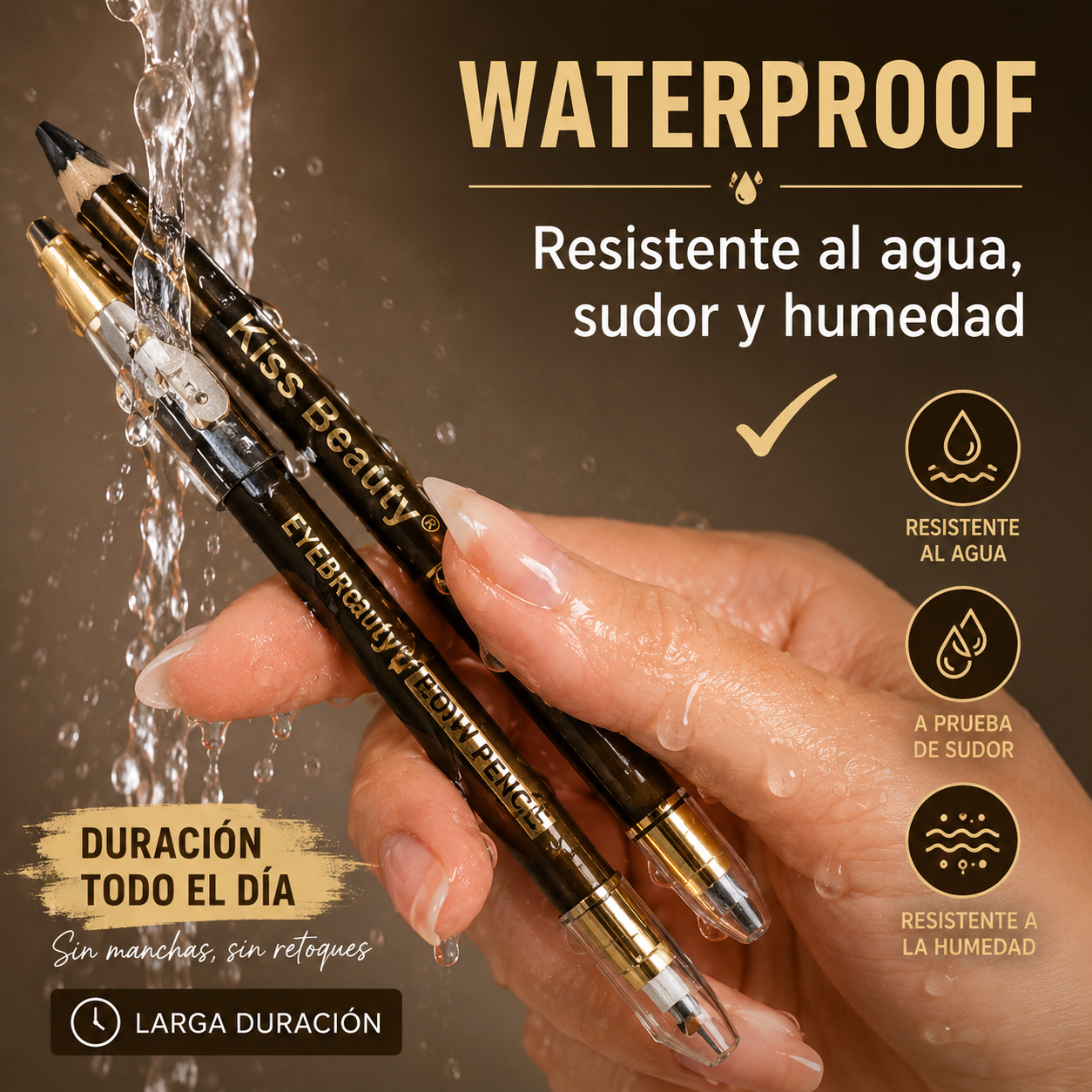 Lápiz para Cejas Delicado y Suave, No Reseca, Larga Duración, Impermeable, 6 Tonos, Waterproof con Sacapuntas Incluida.