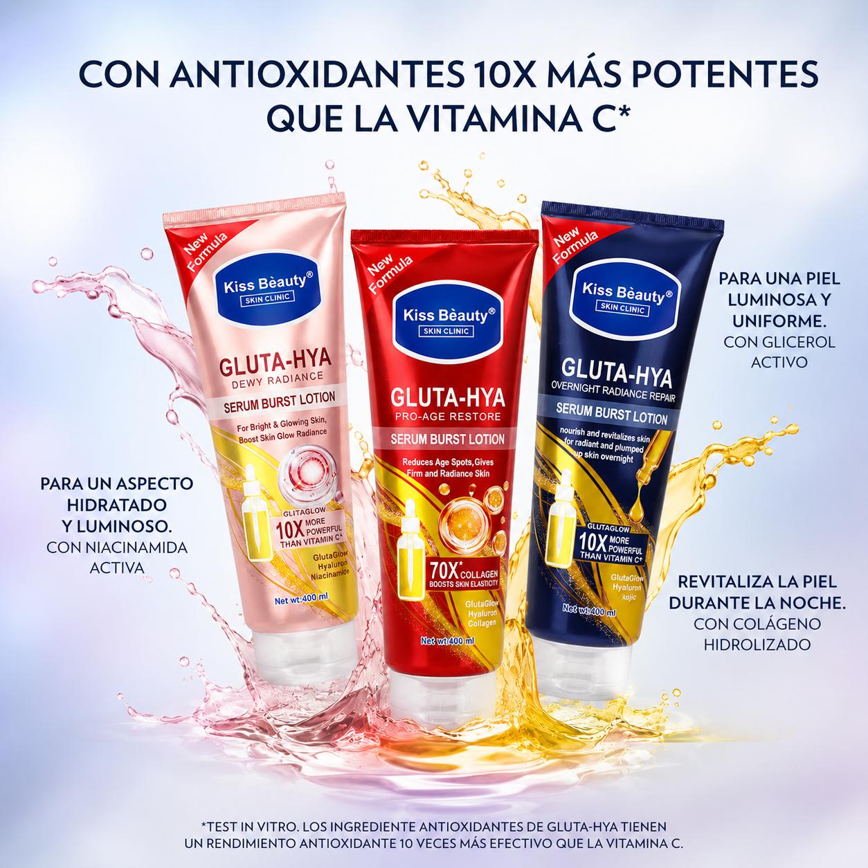 Loción Corporal con Sérum, Hidratación Profunda, Nutre X10 veces, Serum Burst 400 ml | Gluta-Hya con Glutatión, Ácido Hi