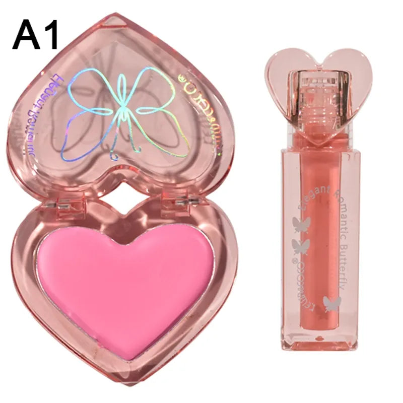 Elegant Romantic Butterfly Brillo Labial y Colorete en Crema