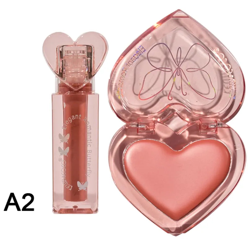 Elegant Romantic Butterfly Brillo Labial y Colorete en Crema