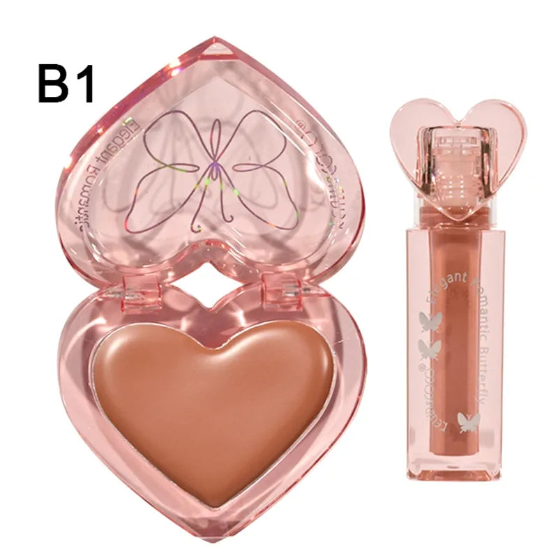 Elegant Romantic Butterfly Brillo Labial y Colorete en Crema