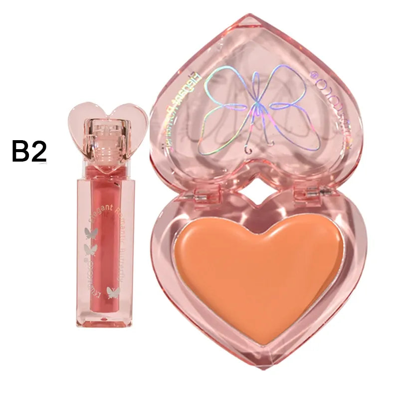 Elegant Romantic Butterfly Brillo Labial y Colorete en Crema