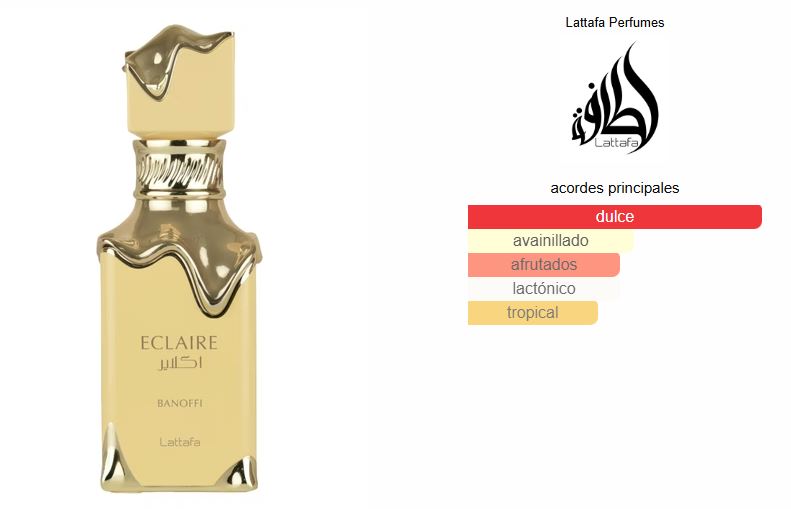 Eclaire Banoffi Lattafa Perfumes para Hombres y Mujeres, Eau de Parfum 100 ml, Perfume Árabe Unisex