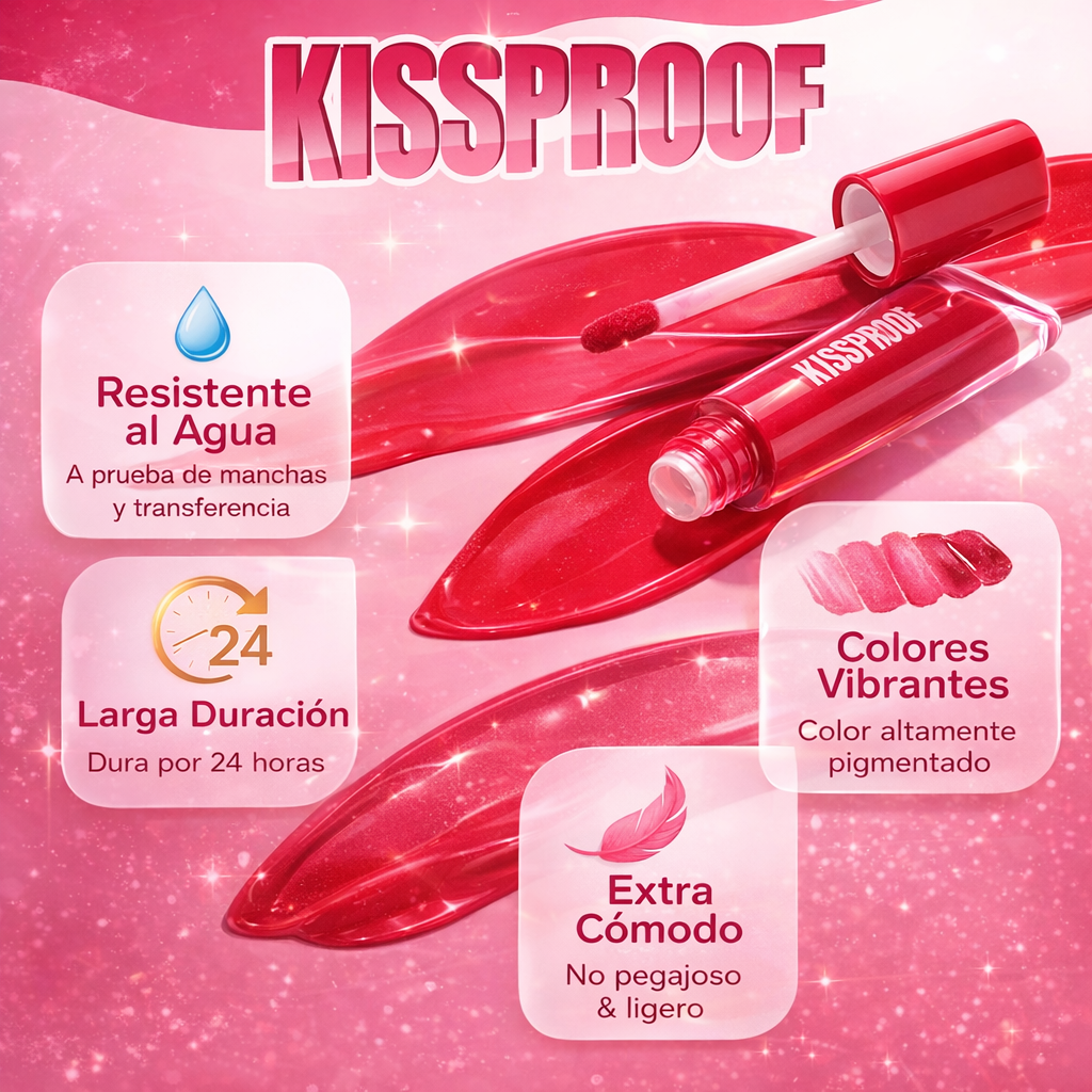 Lip Gloss Extra Confortable, No Mancha. 24 Horas de Duración.