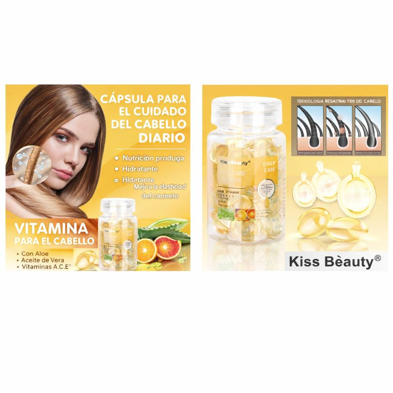 Cápsulas Capilares. 4 Opciones, con Aceite Marroquí, Aceite de Argán, Aceite de Jojoba, Vitaminas A, C y E – Tratamiento Reparador para Cabello Dañado – 20 Cápsulas (20 g)