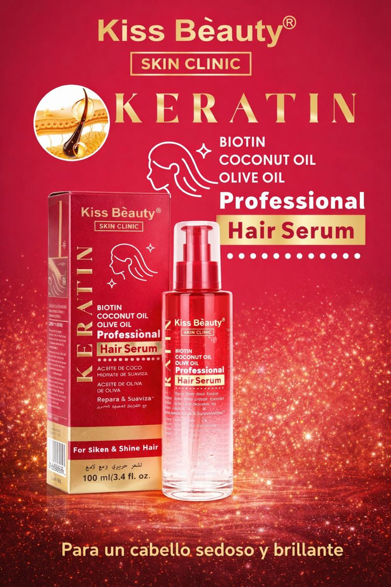 Professional Hair Serum 100 ml – Sérum Capilar Hidratante y Reparador – Keratina, Colágeno y Aceites Naturales – Para Cabello Seco y Dañado