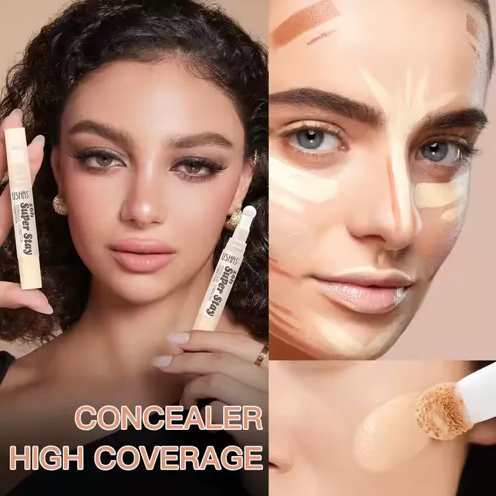 Maquillaje Corrector de Alta Cobertura y Larga Duración, Aplicador Esponjoso y Preciso.
