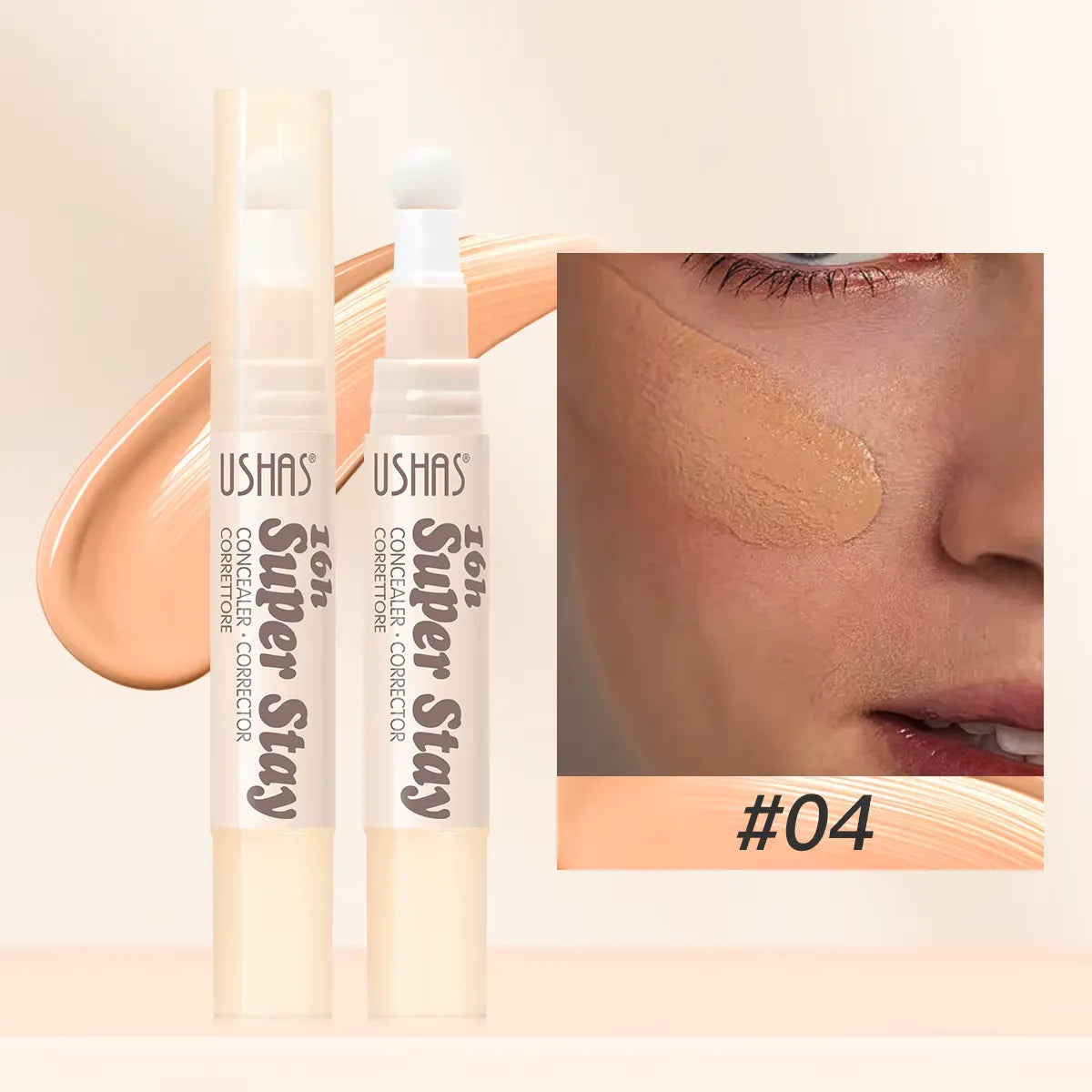 Maquillaje Corrector de Alta Cobertura y Larga Duración, Aplicador Esponjoso y Preciso.