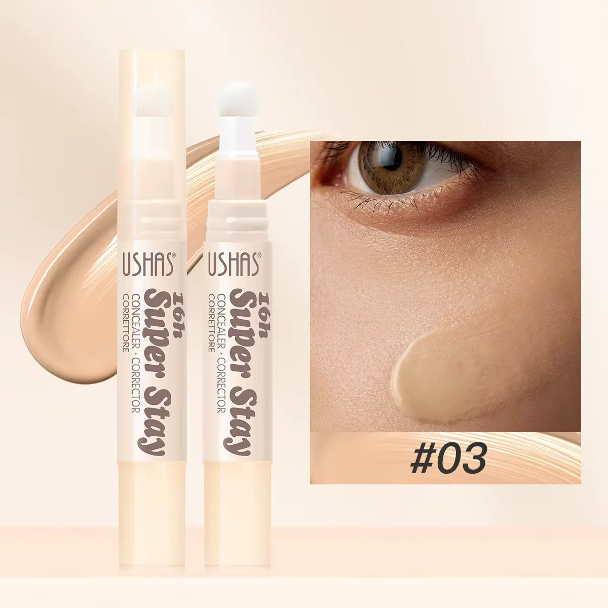 Maquillaje Corrector de Alta Cobertura y Larga Duración, Aplicador Esponjoso y Preciso.