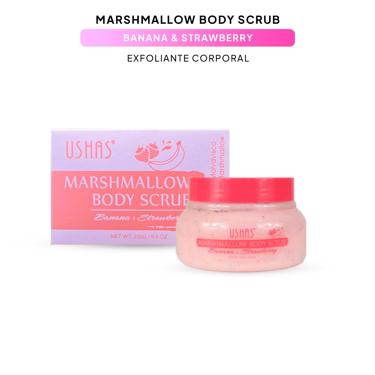 Exfoliante Corporal Body Scrub, Textura Marshmallow. 250 gramos.