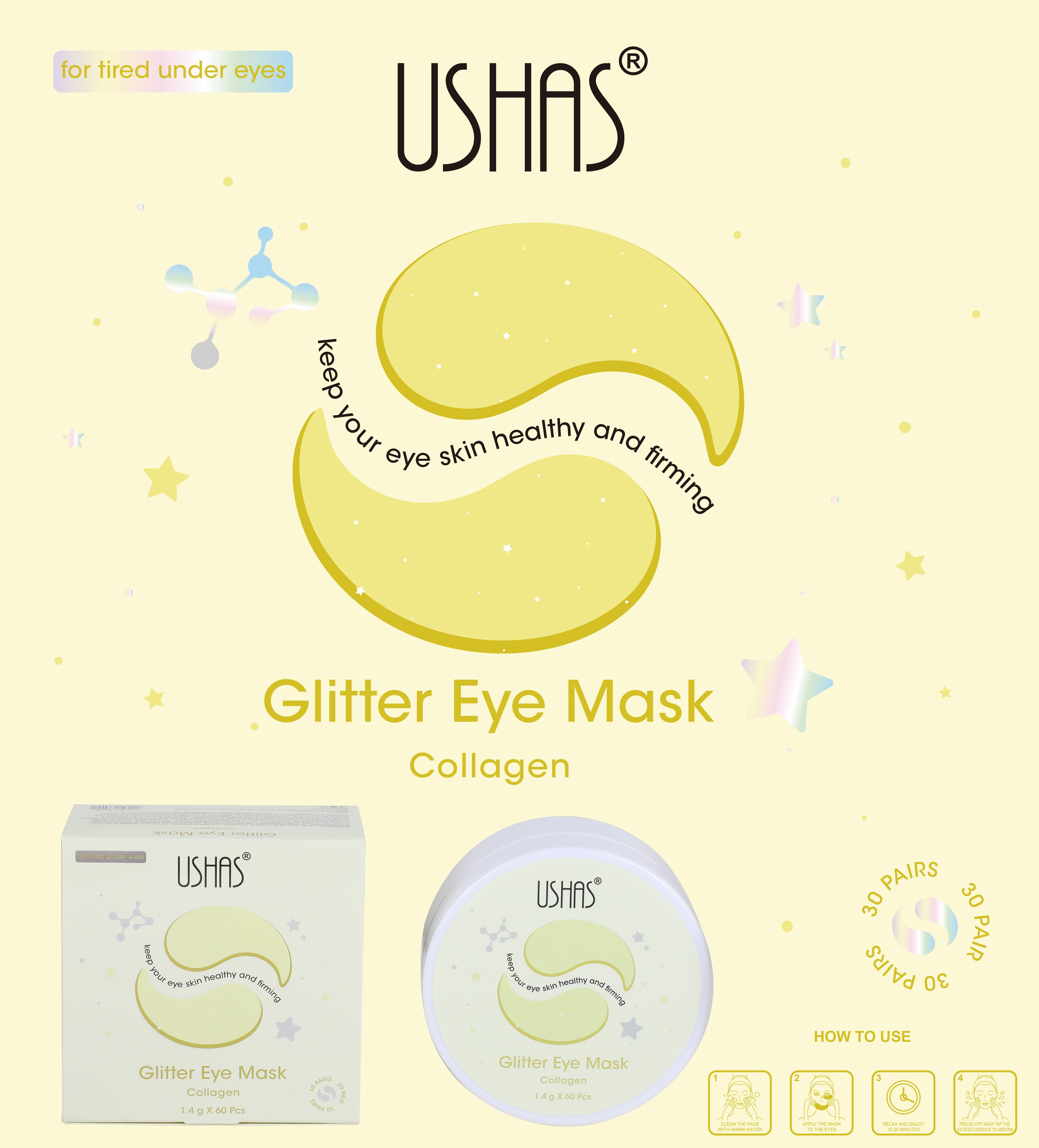 Mascarilla Hidratante, Relajante y Nutritiva para Ojos, 30 Pares/ Caja