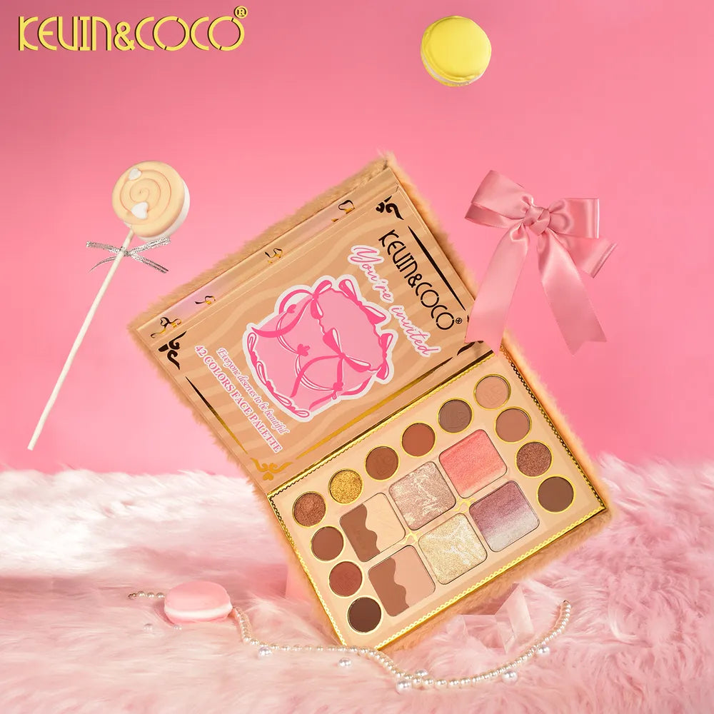 Paleta de maquillaje Furry de 42 colores de dos capas para rostro y ojos