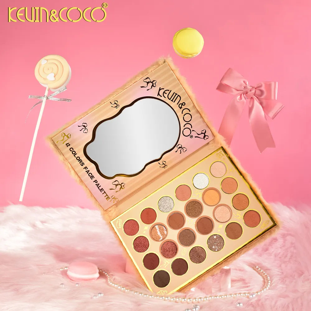 Paleta de maquillaje Furry de 42 colores de dos capas para rostro y ojos