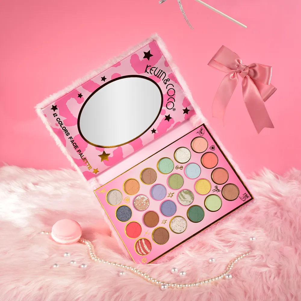 Paleta de maquillaje Furry de 42 colores de dos capas para rostro y ojos