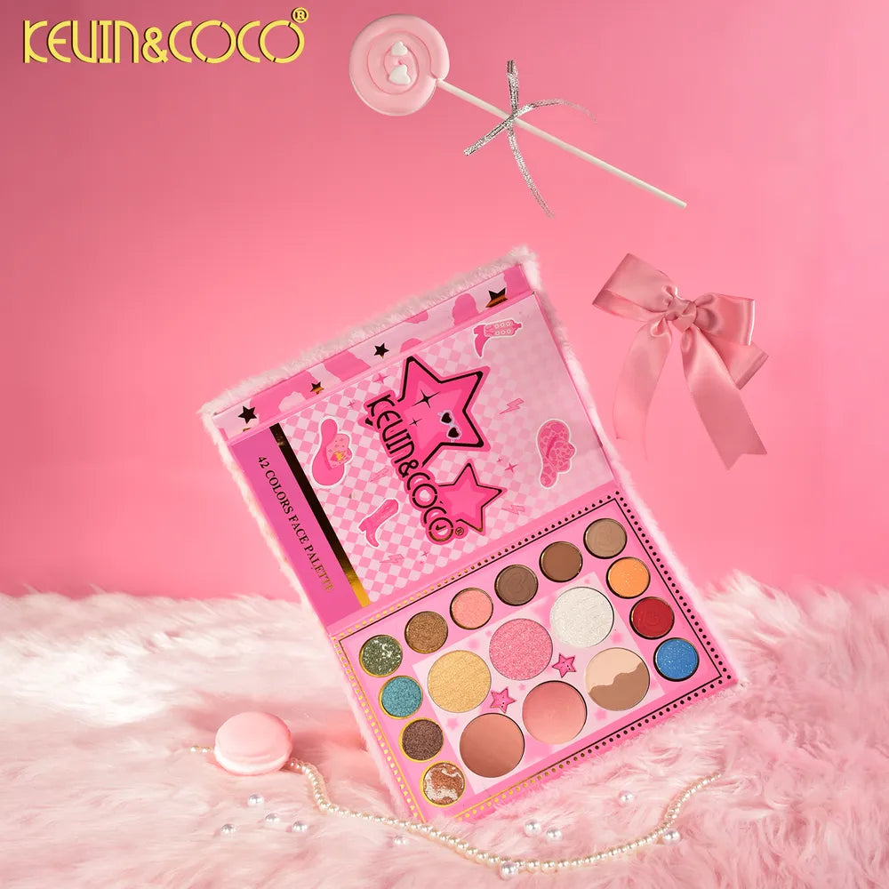 Paleta de maquillaje Furry de 42 colores de dos capas para rostro y ojos