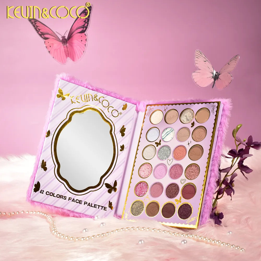 Paleta de maquillaje Furry de 42 colores de dos capas para rostro y ojos