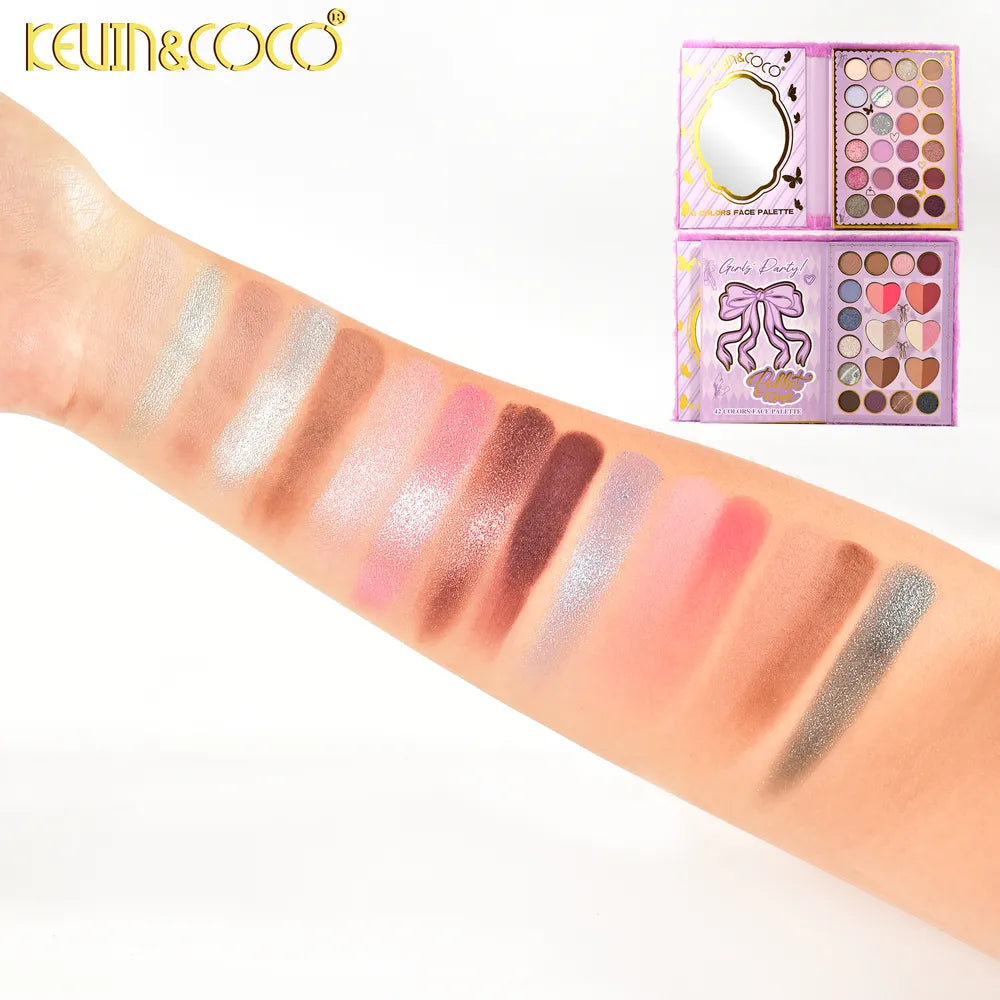 Paleta de maquillaje Furry de 42 colores de dos capas para rostro y ojos