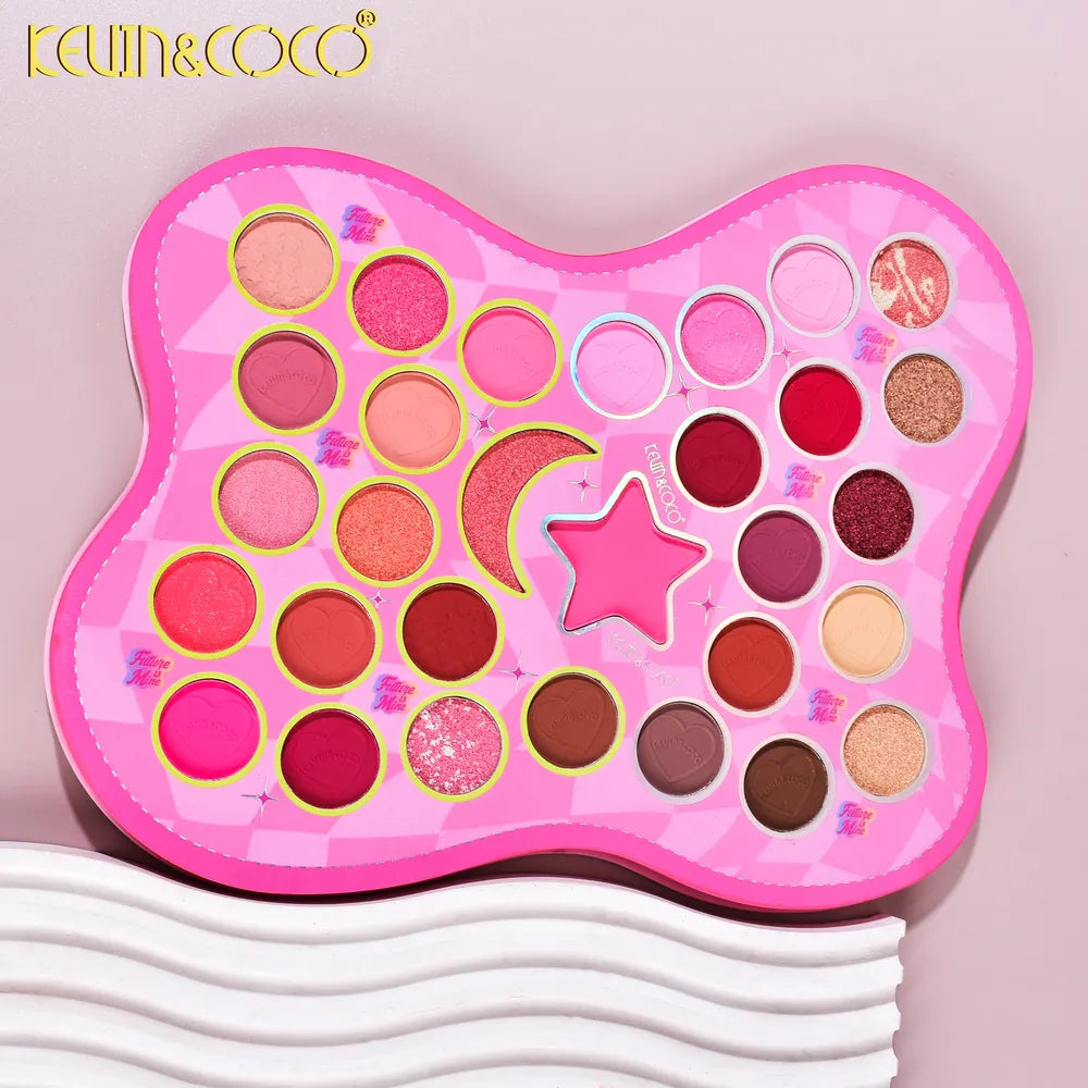 Paleta de Sombras de Ojos/ Colorete e Iluminador de 30 Colores Flutter By