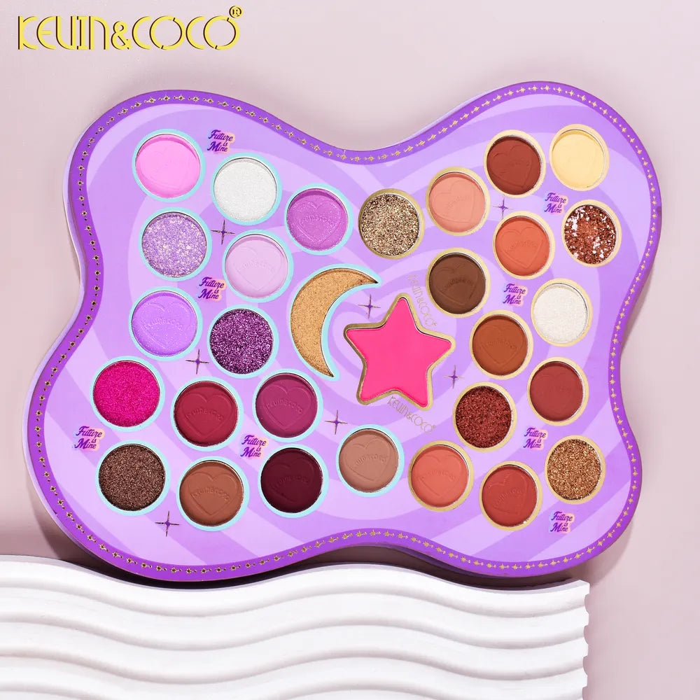 Paleta de Sombras de Ojos/ Colorete e Iluminador de 30 Colores Flutter By