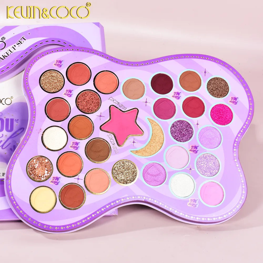 Paleta de Sombras de Ojos/ Colorete e Iluminador de 30 Colores Flutter By