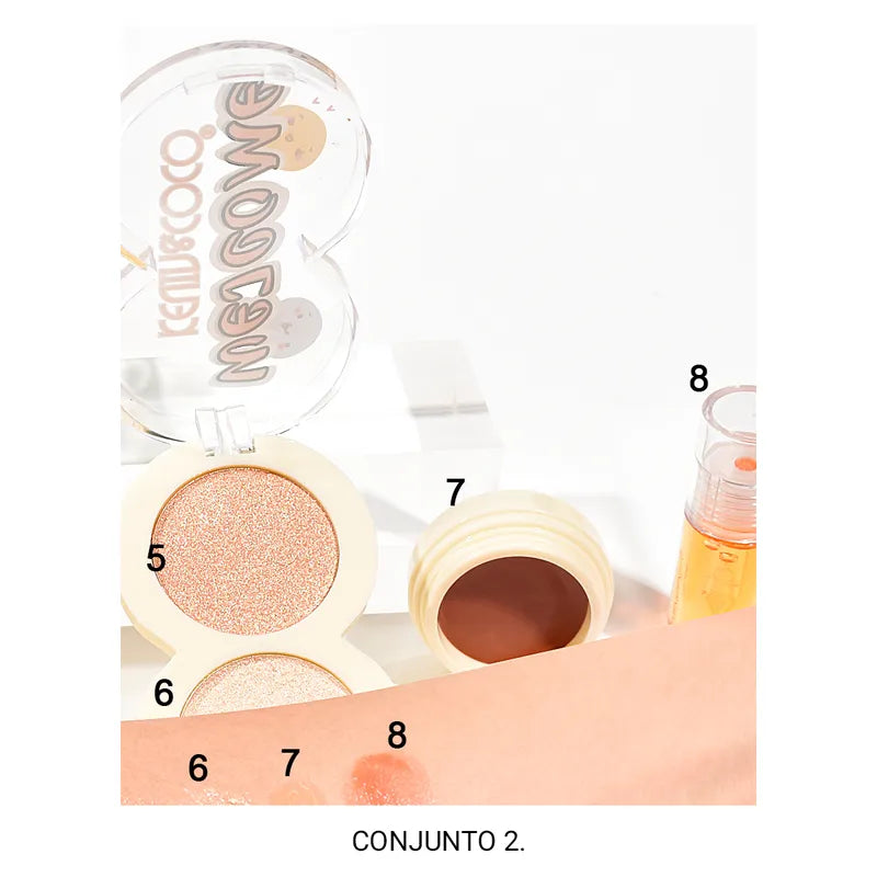 Emoji Factory Paleta de Iluminador/Polvo Corrector/Colorete en Crema/Aceite Labial