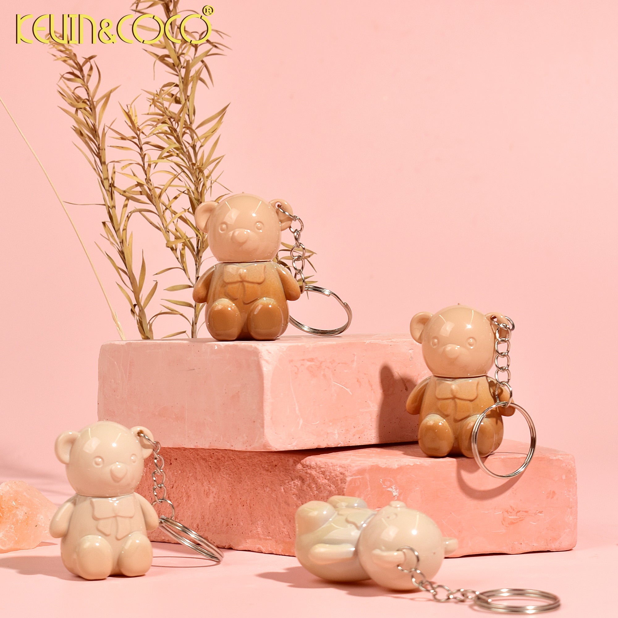 Juego de llaveros con brillo labial Fuzzy Bear Fun
