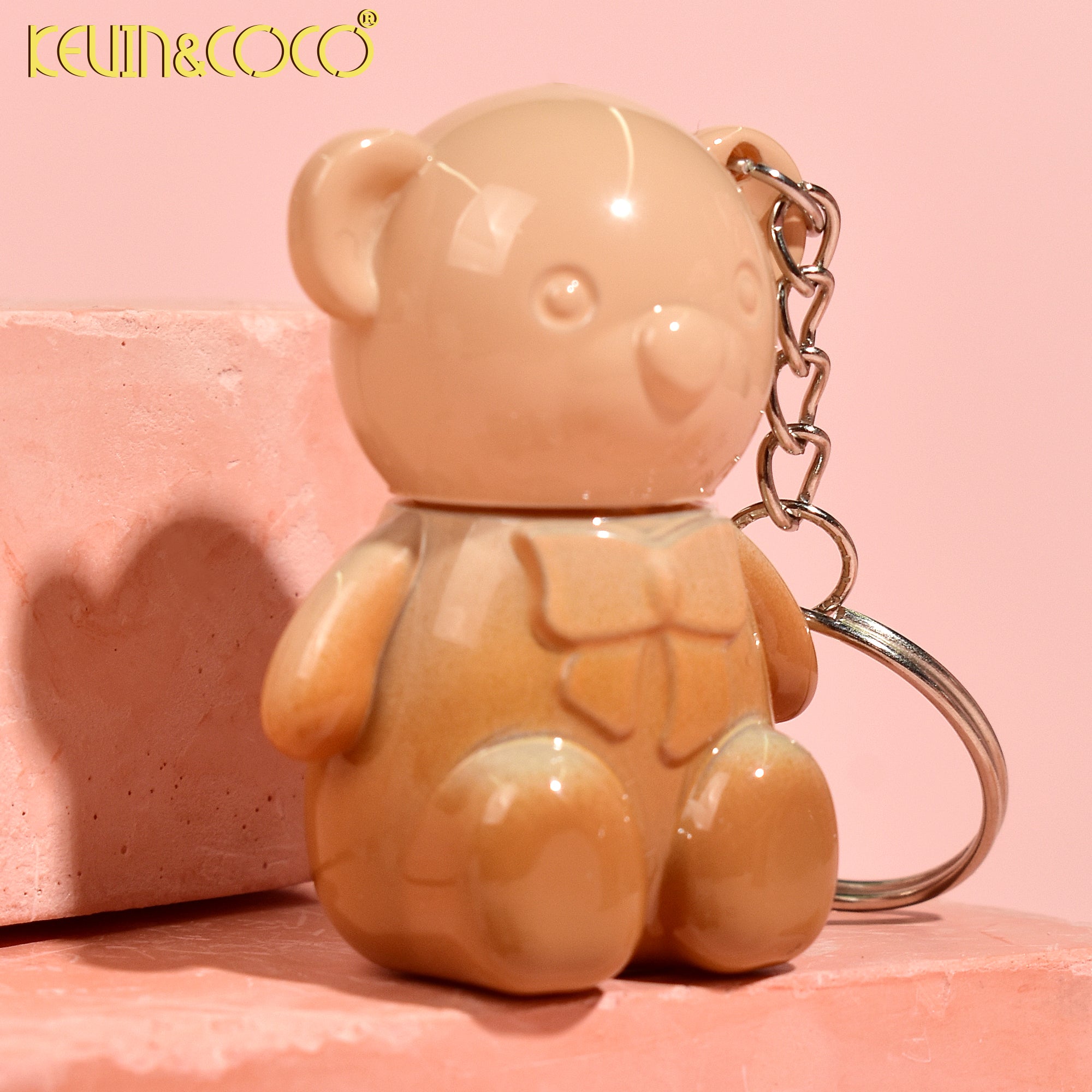 Juego de llaveros con brillo labial Fuzzy Bear Fun