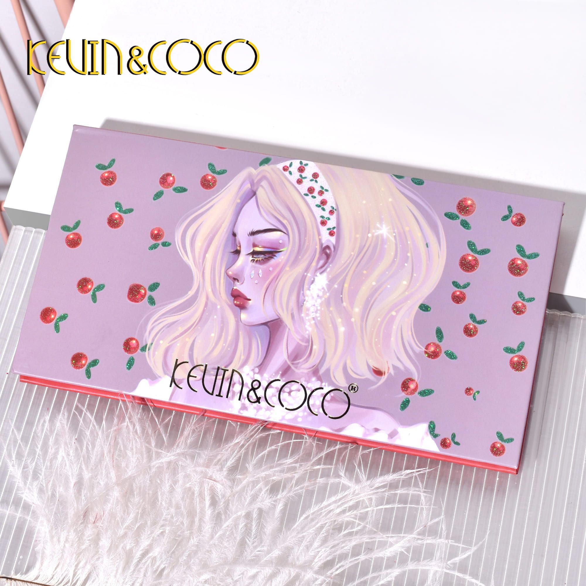 KEVIN&COCO 18colour cherry girl eyeshadow palette Hongxuan Cosmetics (2)